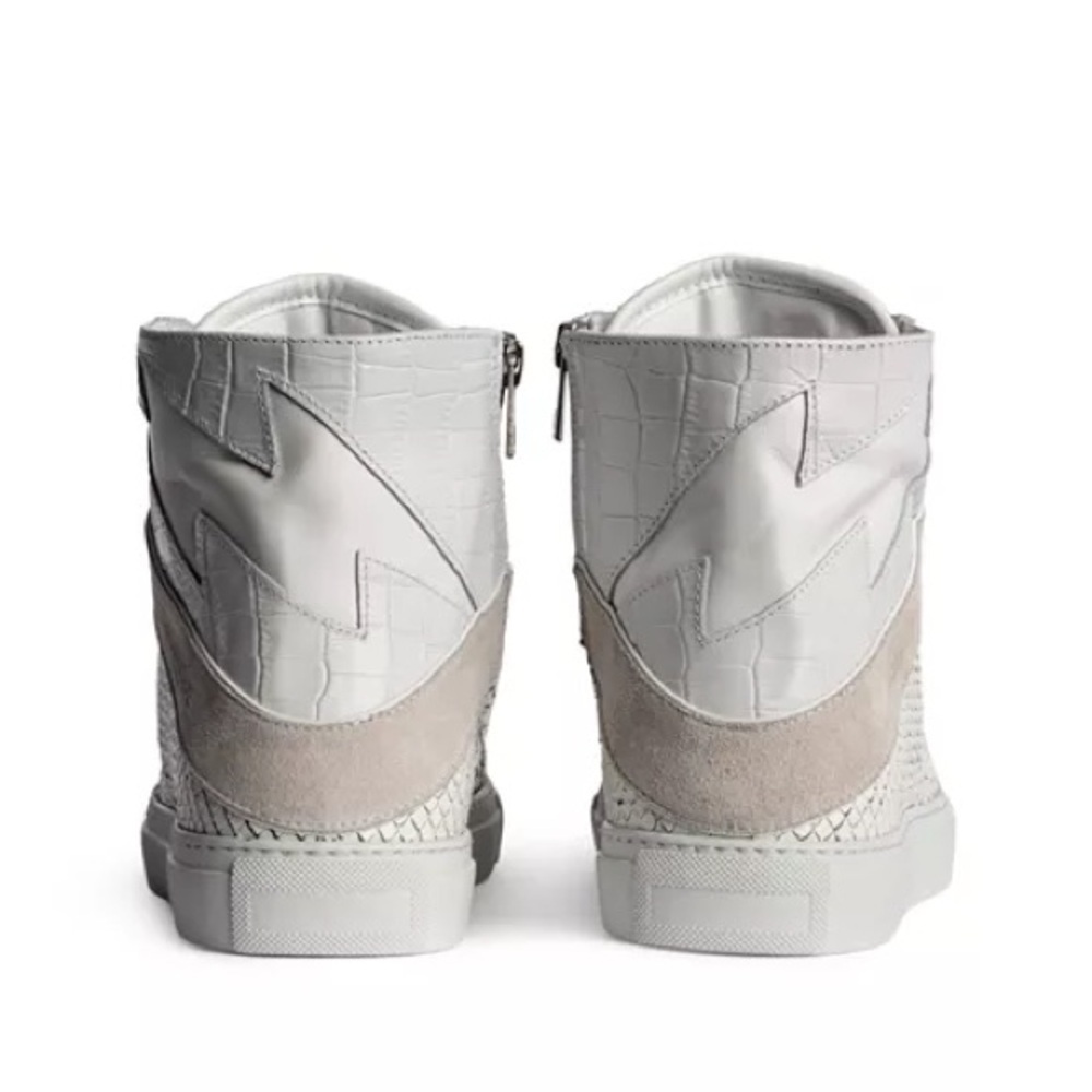NIB Zadig & Voltaire High Flash Keith Leather High Top Sneakers White Sz 41 - Picture 3 of 16